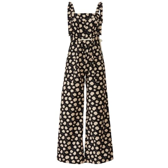 Warm Jessie Black Ink Blot Floral Jumpsuit S - Picture 1 of 8